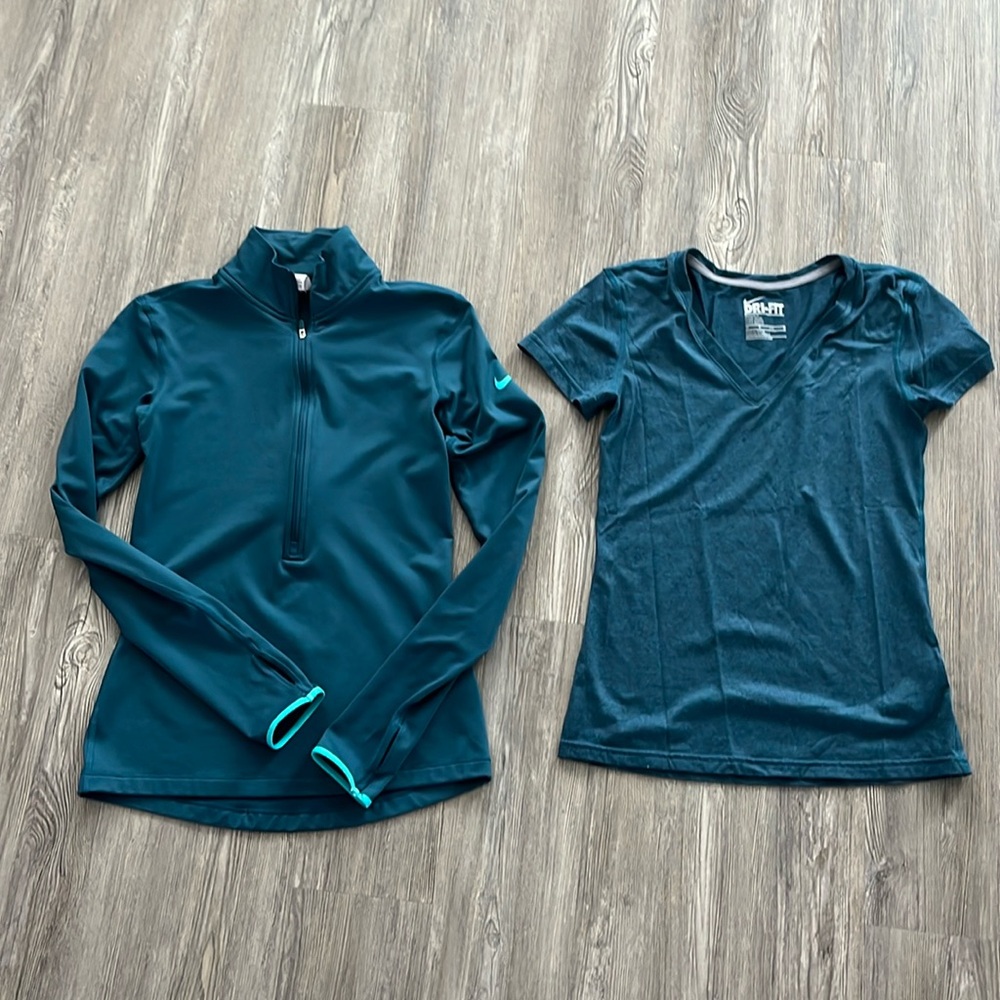 NIKE DRI-FIT 2PC 3/4 ZIP AND TEE SIZE SMALL LIKE NEW CONDITION